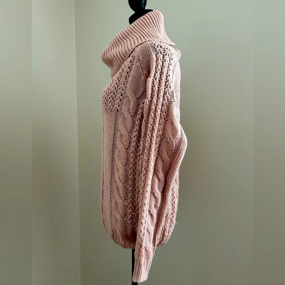 Adora Pink Cowl Neck Knit Oversized Sweater S